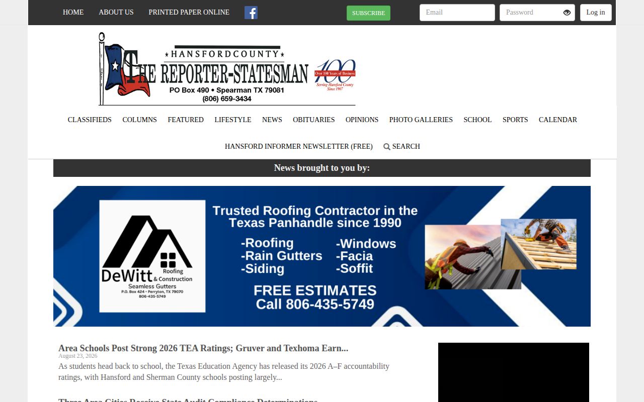 Hansford County Reporter-Statesman news index for local arrest-report context